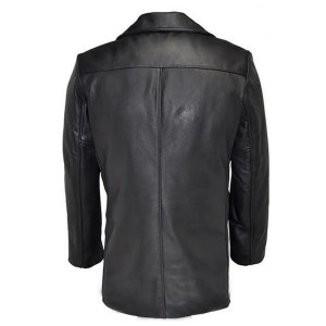 Men’s Naval Black Leather Peacoat