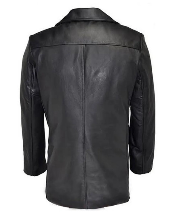 Men’s Naval Black Leather Peacoat Men’s Naval Black Leather Peacoat