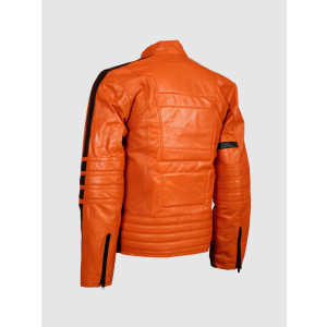Men’s Orange Leather Jacket for Street Fashion