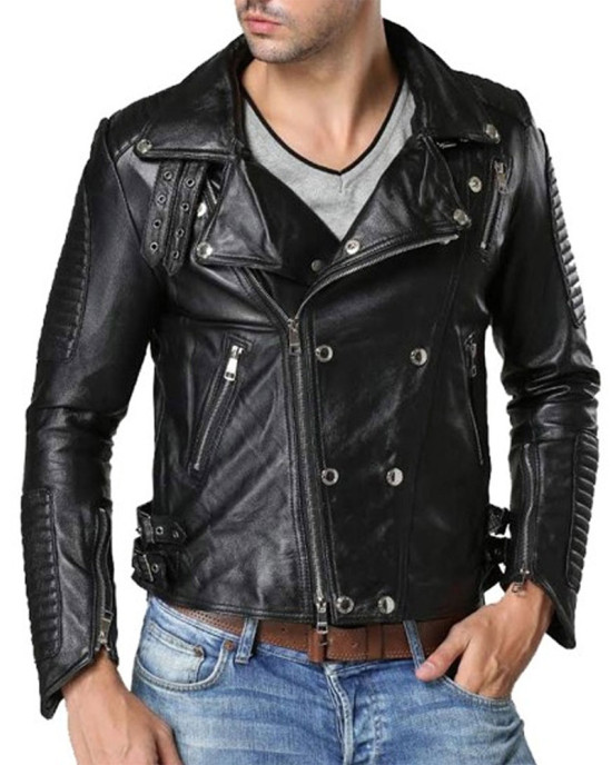 Men’s Padded Double Breasted Leather Jacket Men’s Padded Double Breasted Leather Jacket