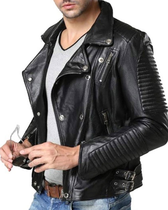 Men’s Padded Double Breasted Leather Jacket Men’s Padded Double Breasted Leather Jacket