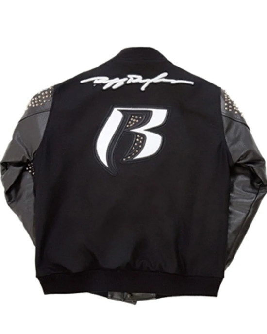 Men’s Ruff Ryders Studded Black Varsity Letterman Jacket Men’s Ruff Ryders Studded Black Varsity Letterman Jacket