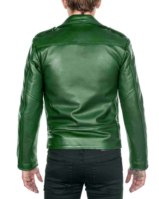 Men’s Shinny Green Leather Biker Jacket Men’s Shinny Green Leather Biker Jacket