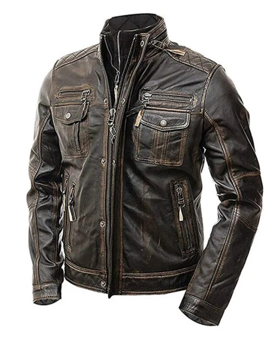 Men’s Vintage Brown Cafe Racer Distressed Brown Leather Jacket Men’s Vintage Brown Cafe Racer Distressed Brown Leather Jacket