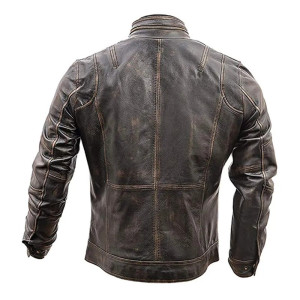 Men’s Vintage Brown Cafe Racer Distressed Brown Leather Jacket