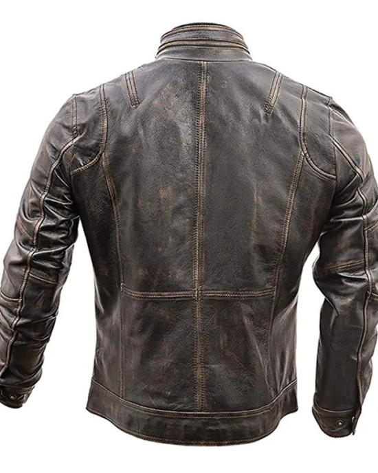 Men’s Vintage Brown Cafe Racer Distressed Brown Leather Jacket Men’s Vintage Brown Cafe Racer Distressed Brown Leather Jacket