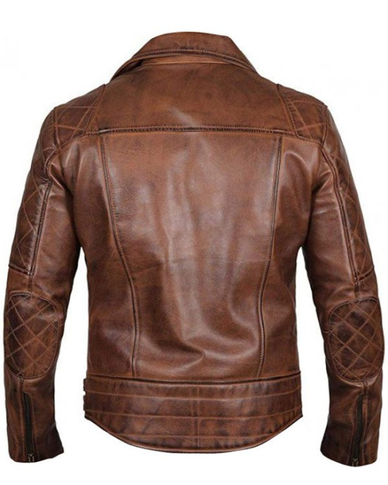 Men’s Vintage Quilted Brown Biker Jacket Men’s Vintage Quilted Brown Biker Jacket