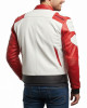 Men’s White and Red Street Racer Biker Leather Jacket