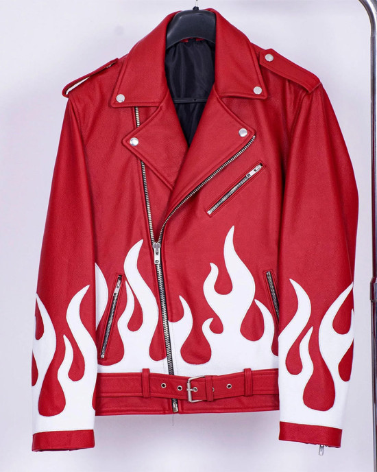 Meteor Flames Leather Biker Jacket Meteor Flames Leather Biker Jacket