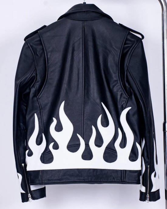 Meteor Flames Leather Biker Jacket Meteor Flames Leather Biker Jacket
