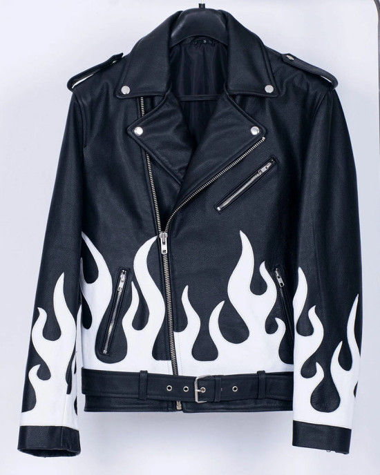 Meteor Flames Leather Biker Jacket Meteor Flames Leather Biker Jacket