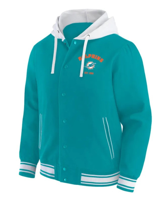 Miami Dolphins Aqua Cotton Hooded Jacket Miami Dolphins Aqua Cotton Hooded Jacket