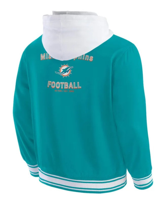 Miami Dolphins Aqua Cotton Hooded Jacket Miami Dolphins Aqua Cotton Hooded Jacket