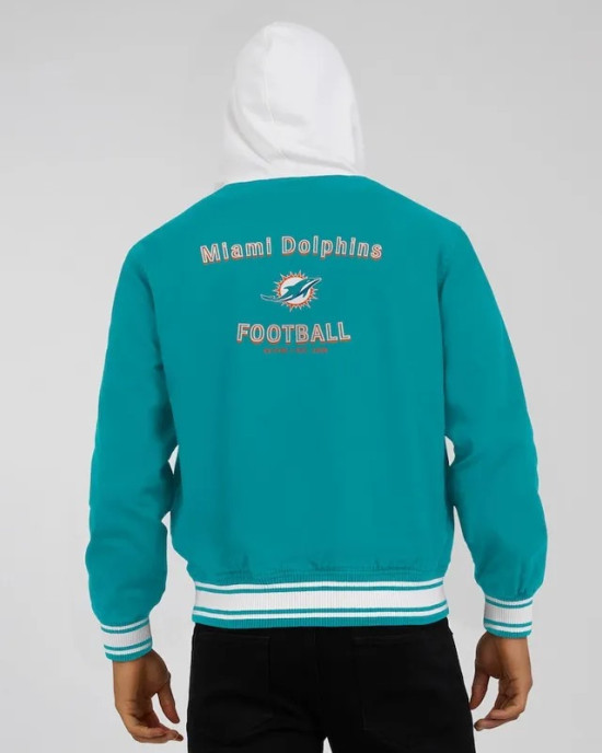 Miami Dolphins Aqua Cotton Hooded Jacket Miami Dolphins Aqua Cotton Hooded Jacket