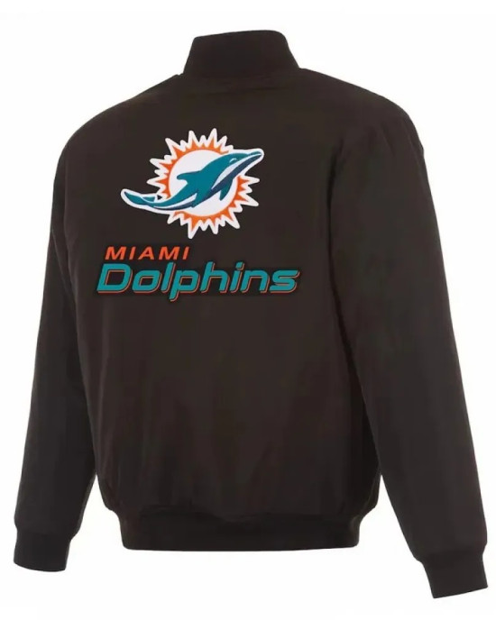 Miami Dolphins Black/Gray Full-Zip Reversible Flight Jacket Miami Dolphins Black/Gray Full-Zip Reversible Flight Jacket