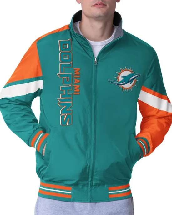 Miami Dolphins Strong Arm Aqua Full-Zip Jacket Miami Dolphins Strong Arm Aqua Full-Zip Jacket