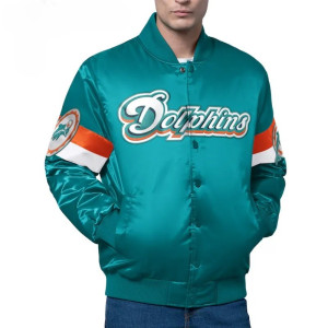 Miami Dolphins Triple Option Varsity Satin Jacket