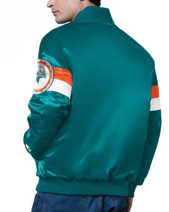 Miami Dolphins Triple Option Varsity Satin Jacket