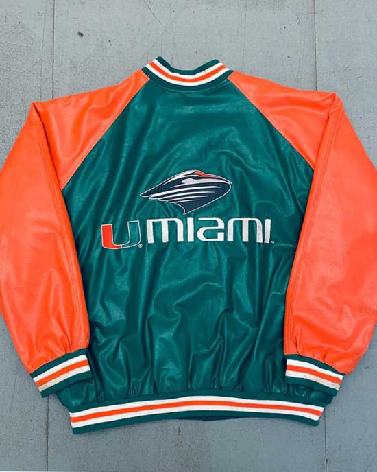 Miami Hurricanes 2000’s Spellout Varsity Jacket Miami Hurricanes 2000’s Spellout Varsity Jacket