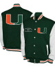 Miami Hurricanes Fleece Green and White Varsity Jacket