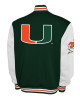 Miami Hurricanes Fleece Green and White Varsity Jacket