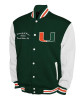 Miami Hurricanes Fleece Green and White Varsity Jacket