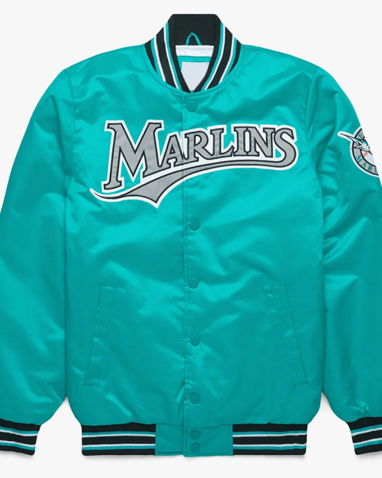 Miami Marlins Classic Teal Satin Jacket Miami Marlins Classic Teal Satin Jacket