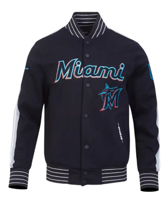 Miami Marlins Current Logo Game Day Black Jacket Miami Marlins Current Logo Game Day Black Jacket