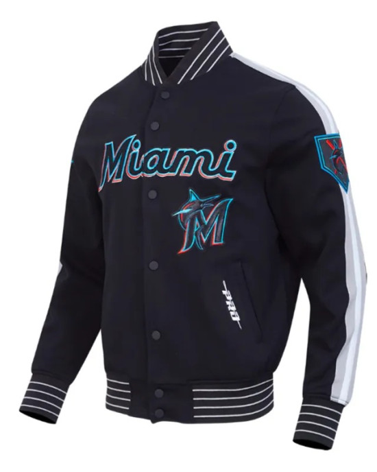 Miami Marlins Current Logo Game Day Black Jacket Miami Marlins Current Logo Game Day Black Jacket