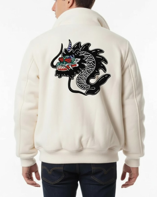 Michael Peters Beat It Dragon Wool White Jacket