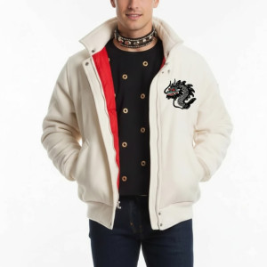 Michael Peters Beat It Dragon Wool White Jacket