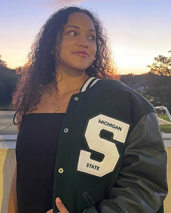 Michigan State Aliyah Moore Varsity Jacket Michigan State Aliyah Moore Varsity Jacket