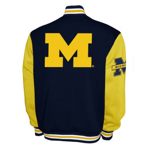 Michigan Wolverines Fleece Navy and Gold Varsity Jacket