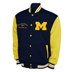 Michigan Wolverines Fleece Navy and Gold Varsity Jacket
