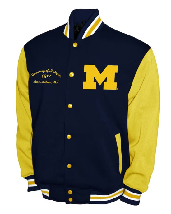 Michigan Wolverines Fleece Navy and Gold Varsity Jacket