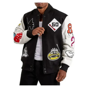 Mills Monopoly Black Wool Varsity Jacket