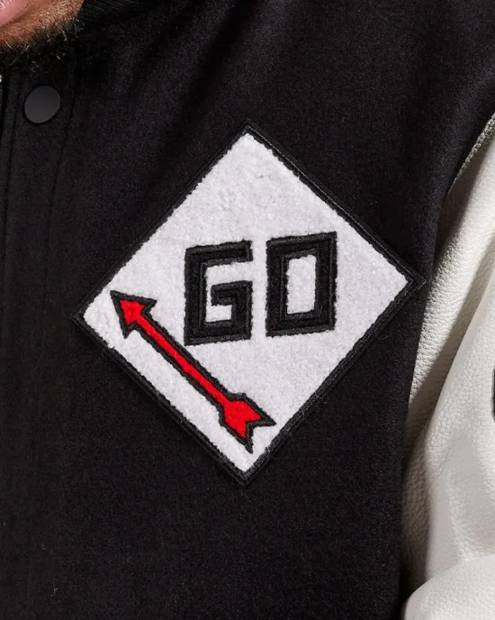Mills Monopoly Black Wool Varsity Jacket Mills Monopoly Black Wool Varsity Jacket