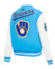 Milwaukee Brewers Classic Blue Wool Varsity Jacket Milwaukee Brewers Classic Blue Wool Varsity Jacket