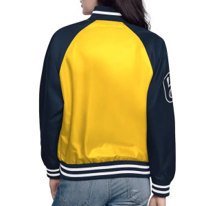 Milwaukee Brewers Home Run Gold/Navy Varsity Full-Snap Satin Jacket