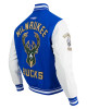 Milwaukee Bucks 2024/25 City Edition Chenille Blue Varsity Jacket