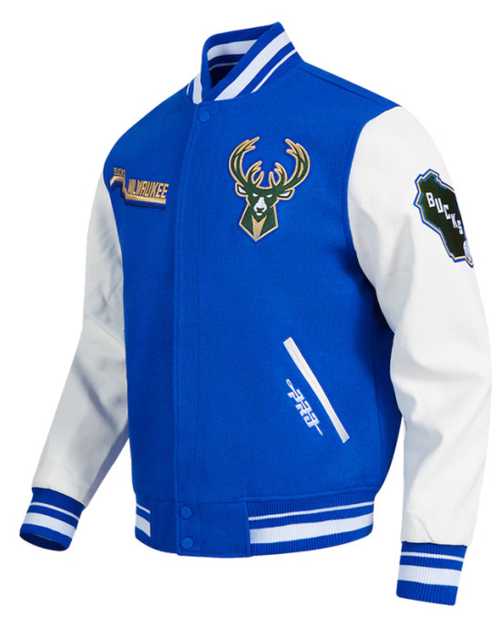 Milwaukee Bucks 2024/25 City Edition Chenille Blue Varsity Jacket