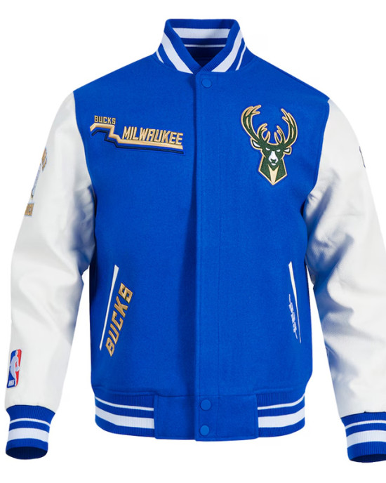 Milwaukee Bucks 2024/25 City Edition Chenille Blue Varsity Jacket