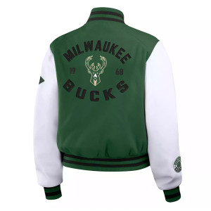 Milwaukee Bucks Green White Varsity Full-Zip Jacket