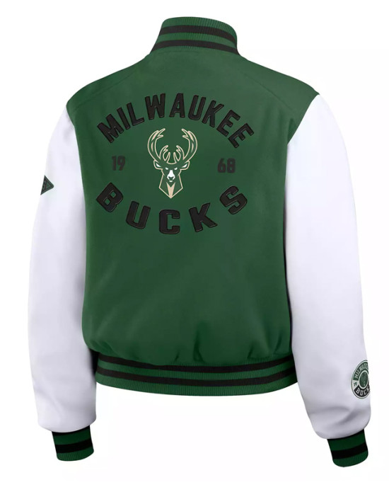 Milwaukee Bucks Green White Varsity Full-Zip Jacket Milwaukee Bucks Green White Varsity Full-Zip Jacket