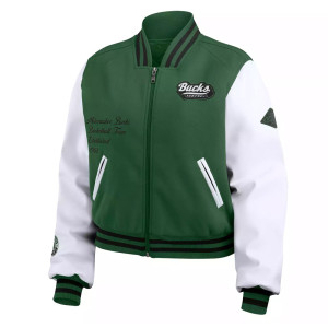 Milwaukee Bucks Green White Varsity Full-Zip Jacket