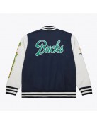 Milwaukee Bucks Navy and White Fleece Varsity Jacket