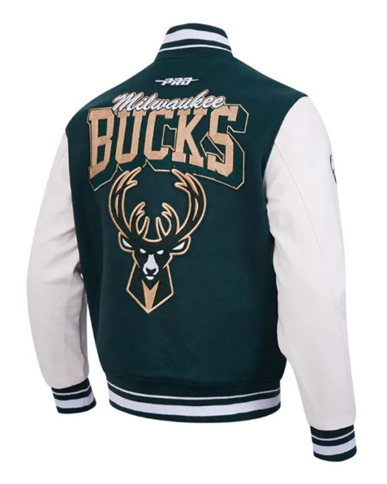 Milwaukee Bucks Team Badge Classic Rib Varsity Jacket