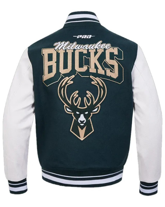 Milwaukee Bucks Team Badge Classic Rib Varsity Jacket