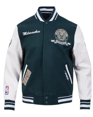 Milwaukee Bucks Team Badge Classic Rib Varsity Jacket