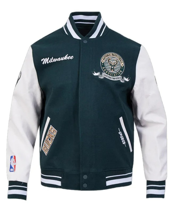Milwaukee Bucks Team Badge Classic Rib Varsity Jacket
